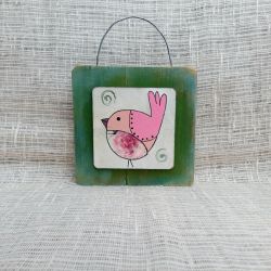 Obrazek na drewnie - Rose Bird