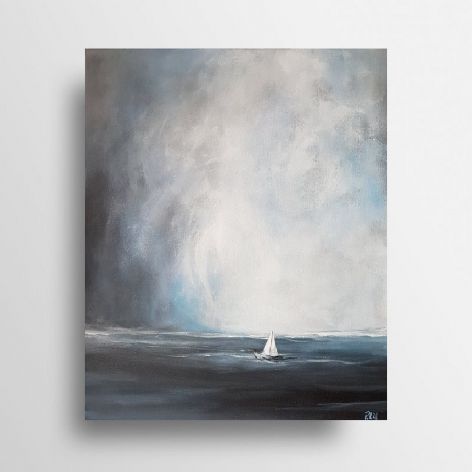 Samotna łódź-obraz akrylowy