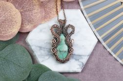 Miedziany wisiorek wire wrapping z szatukitem #527