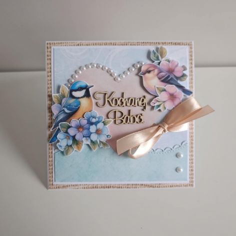 Kartka na Dzień Babci z ptaszkami