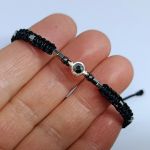 Bransoletka BOHO makrama czarna srebrna - 