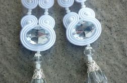 Long white crystal wedding soutache earrings
