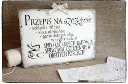 Tabliczka z napisem ~Przepis na szczęście~