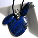 Lapis lazuli, wisiorek - serce i kolczyki, ze - 