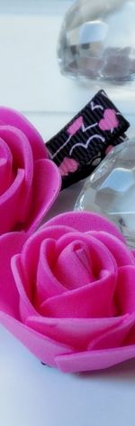spinki handmade 2 szt. kwiatki róż + czarny