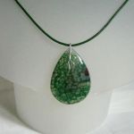 Zielony agat w srebrze, piękny wisior - 