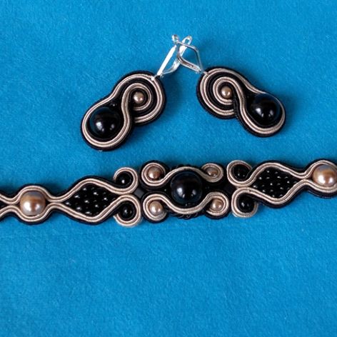 Komplet Czarno-beżowy