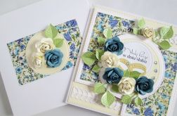 Kartka MŁODEJ PARZE z niebieskimi różami