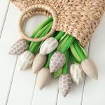 TULIPANY, beżowy bawełniany bukiet - bawełniane, miękkie beżowe tulipany