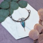 Miedziany naszyjnik wire wrapping z turkusem #496 - 