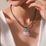 Surowy Amulet Spokoju z Kunzytu – Styl RAW - Naszyjnik kunzyt,metodą tiffaniego
