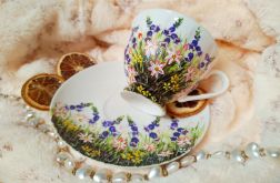 Komplet z letnią łąką. Ręcznie malowany polne dzwonki