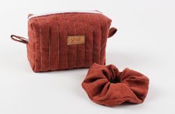 Lniana kosmetyczka box + gumka scrunchie