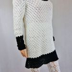Sweter biało-czarny - sweter ręcznie robiony