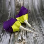 Kolczyki Silk fiolet limonka - Kolczyki kwiat