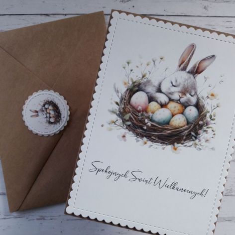 Zestaw 4 kartek wielkanocnych z życzeniami „Pastelowy”