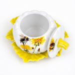 Świecznik dynia gipsowy z pszczołą i mniszkiem na podstawce – rękodzieło - 