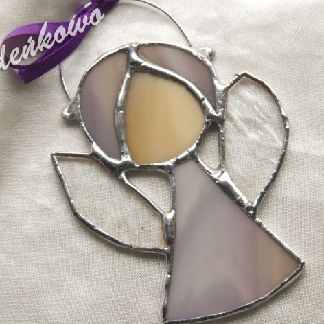 Aniołek fioletowy- technika Tiffany'ego