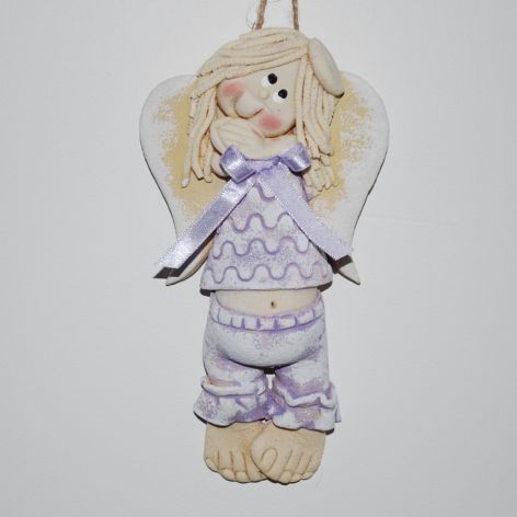Śpiochem nie jestem - anioł z masy solnej, dekoracja, prezent