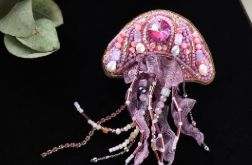 3D broszka Meduza, Ręcznie haftowana unikatowa biżuteria