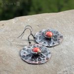 Szklanookie w pomarańczu - miedziane kolczyki