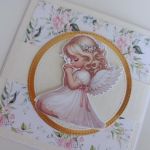 Kartka Pierwsza Komunia Święta kremowa w kwiaty - Kartka Pierwsza Komunia Święta kremowa w kwiaty