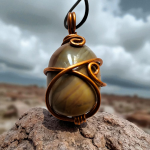 Wisior z Jaspisu Morskiego "Szept Oceanów" - Wisior z Jaspisu Morskiego i czystej miedzi na rzemieniu