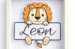 Ramka z imieniem dziecka – Lew Personalizowana dekoracja do pokoju dziecka