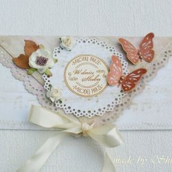 Kopertówka z okazji ślubu- miedziane motyle