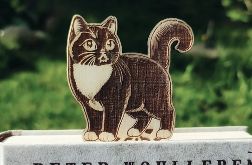 Drewniana zakładka do książki z grawerem - Czarny Kot
