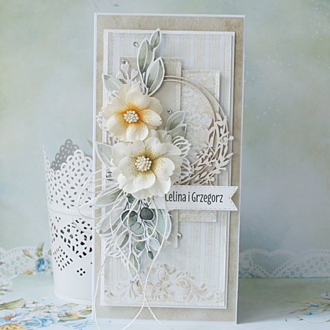 Kartka na ślub w pudełku "White & Cream" DL-1