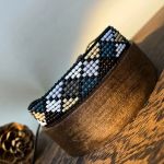 Bransoletka BOHO pleciona z koralików denim - 