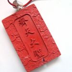 Czerwony cynober, wojownik Guan Yu, wisior - 
