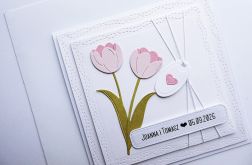 Wyjątkowa kartka ślubna z tulipanami handmade