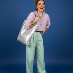 Szara błyszcząca shopperka