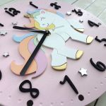 Różowy zegar z jednorożcem dla dziewczynki - dziecięcy zegar ścienny