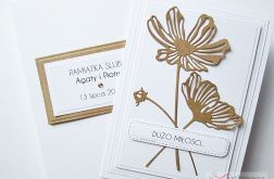 Kartka ŚLUBNA w bieli z brązem