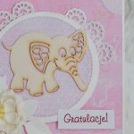 Kartka gratulacyjna ze słonikiem różowa - gratulacje różowy slonik