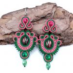 “Julietta” różowo zielone kolczyki sutasz - kolczyki