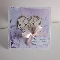 Personalizowana kartka na Ślub gołabki w sercu