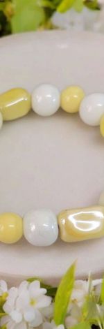 Bransoletka na gumce żółty pastel