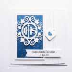 Elegancka kartka na Komunię biało-granatowa - Kartka komunijna ręcznie robiona