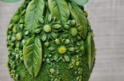 Pisanka dekoracyjna Wiosenna Łąka – zielona zawieszka z motywem kwiatowym 3D