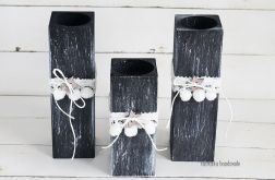 Komplet 3 świeczników, heban, 280