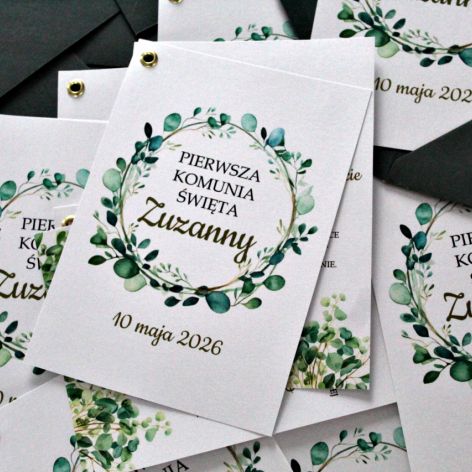 Zaproszenie na I Komunię Świętą - Eukaliptus