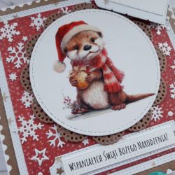 Kartka świąteczna z uroczą wyderką
