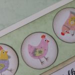 Kartka wielkanocna z kurkami (2) - Ozdobne żetony z uroczymi kurkami