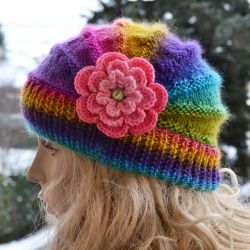 Kolorowa zima czapka poppy