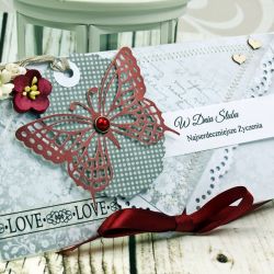 Kopertówka ślubna-bordowy motyl