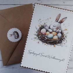 Zestaw 4 kartek wielkanocnych z życzeniami „Pastelowy”